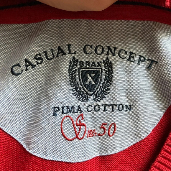 Brax Pima  cotton v neck red v neck sweater Sz M - Picture 6 of 12